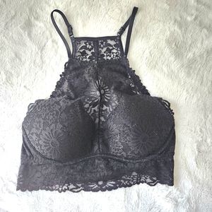 Pink VS bra bralette push-up black lace  racerback XS cute sexy
